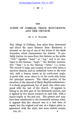 The Lords of Cobham, Their Monuments and the Church