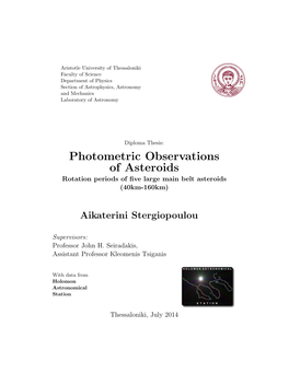 Photometric Observations of Asteroids Rotation Periods of ﬁve Large Main Belt Asteroids (40Km-160Km)
