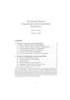 The Interplay Between Computability and Incomputability Draft 619.Tex