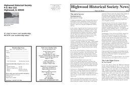 Highwood Historical Society News