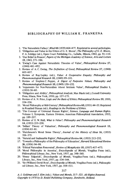 Bibliography of William K. Frankena