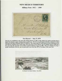 NEW MEXICO TERRITORY Military Forts