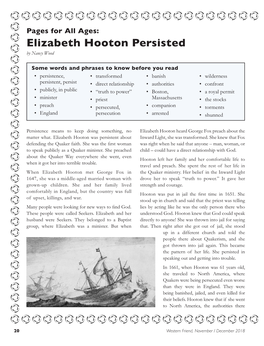 Elizabeth Hooton Persisted by Nancy Wood
