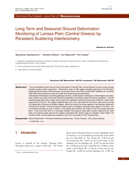 Long Term and Seasonal Ground Deformation Monitoring of Larissa Plain (Central Greece) by Persistent Scattering Interferometry