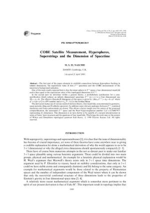 COBE Satellite Measurement\ Hyperspheres\ Superstrings and the Dimension of Spacetime