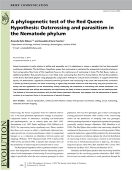 Outcrossing and Parasitism in the Nematode Phylum