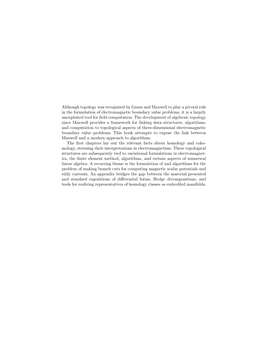 Although Topology Was Recognized by Gauss and Maxwell to Play a Pivotal Role in the Formulation of Electromagnetic Boundary Valu