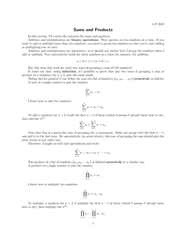 Sums and Products