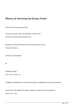 &lt;H1&gt;History of Astronomy by George Forbes&lt;/H1&gt;