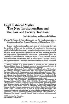 The New Institutionalism and the Law and Society Tradition Mark C