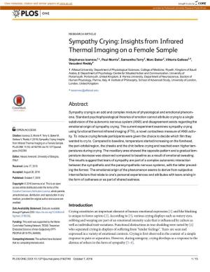 Sympathy Crying: Insights from Infrared Thermal Imaging on a Female Sample