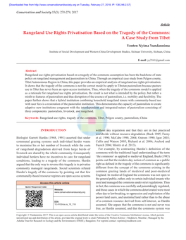 Rangeland Use Rights Privatisation Based on the Tragedy of the Commons: a Case Study from Tibet