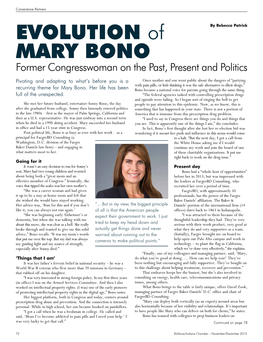 MARY BONO Former Congresswoman on the Past, Present and Politics