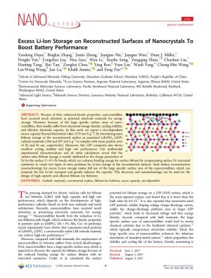 Excess Li-Ion Storage on Reconstructed Surfaces Of