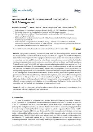 Assessment and Governance of Sustainable Soil Management