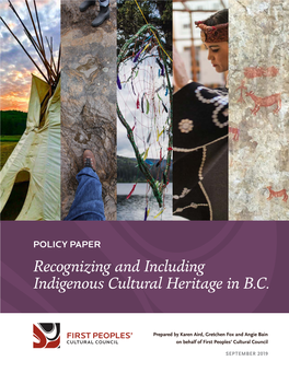Recognizing and Including Indigenous Cultural Heritage in B.C