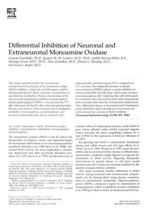 Differential Inhibition of Neuronal and Extraneuronal Monoamine Oxidase Graeme Eisenhofer, Ph.D., Jacques W