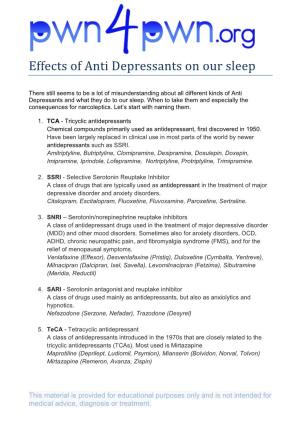 Effects of Anti Depressants on Our Sleep