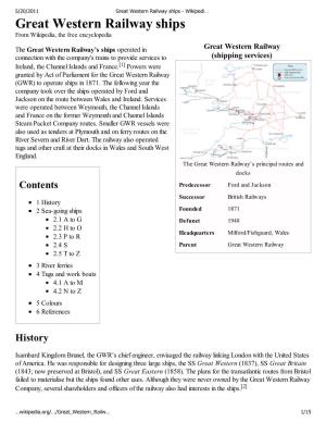 Great Western Railway Ships - Wikipedi… Great Western Railway Ships from Wikipedia, the Free Encyclopedia