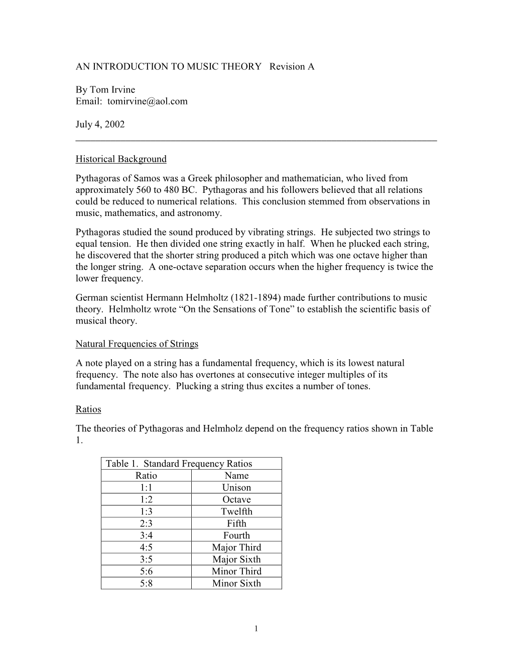 AN INTRODUCTION to MUSIC THEORY Revision A