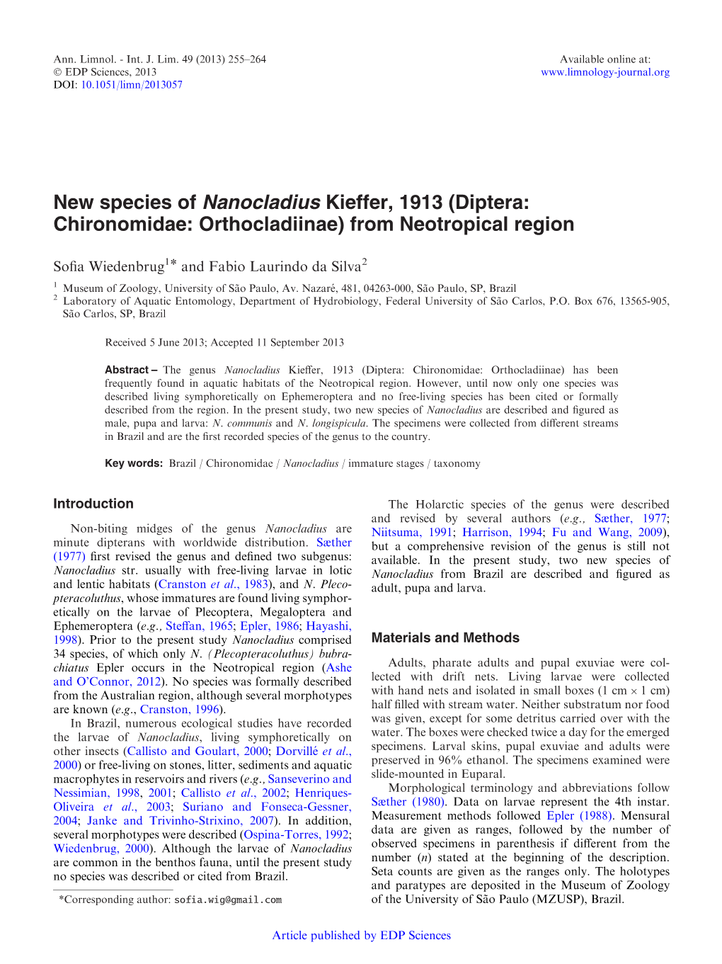 New Species of Nanocladius Kieffer, 1913 \(Diptera: Chironomidae