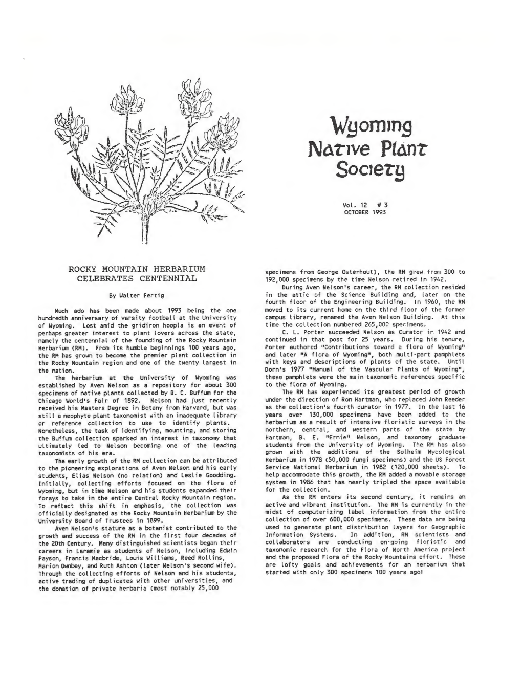 Castilleja : the Newsletter of the Wyoming Native Plant Society