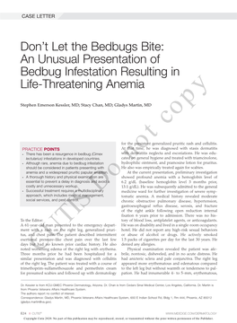 An Unusual Presentation of Bedbug Infestation Resulting in Life-Threatening Anemia
