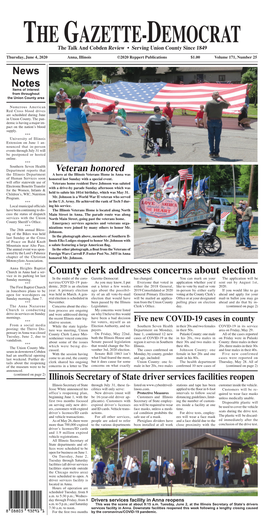 News Notes County Clerk Addresses Concerns About Election