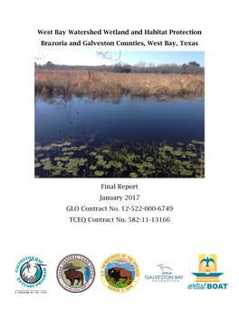 West Bay Watershed Wetland and Habitat Protection Brazoria and Galveston Counties, West Bay, Texas