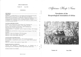 Newsletter of the Herpetological Association of Africa