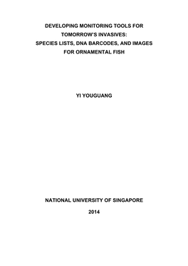 Species Lists, Dna Barcodes, and Images for Ornamental Fish