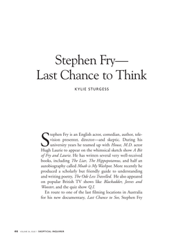 Stephen Fry— Last Chance to Think