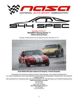 944-SPEC Racing Series ™ Official National Rules