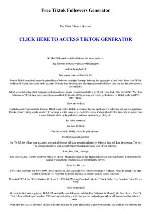 Free Tiktok Followers Generator