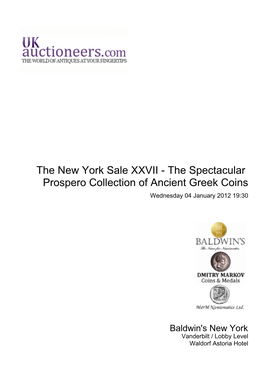 The Spectacular Prospero Collection of Ancient Greek Coins Wednesday 04 January 2012 19:30