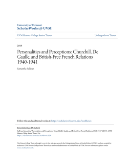 Churchill and De Gaulle Slowly Grew Into the Thesis That Follows
