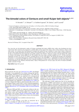 The Bimodal Colors of Centaurs and Small Kuiper Belt Objects⋆⋆⋆