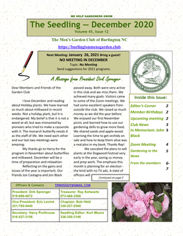December 2020 Volume 45, Issue 12 the Men’S Garden Club of Burlington NC
