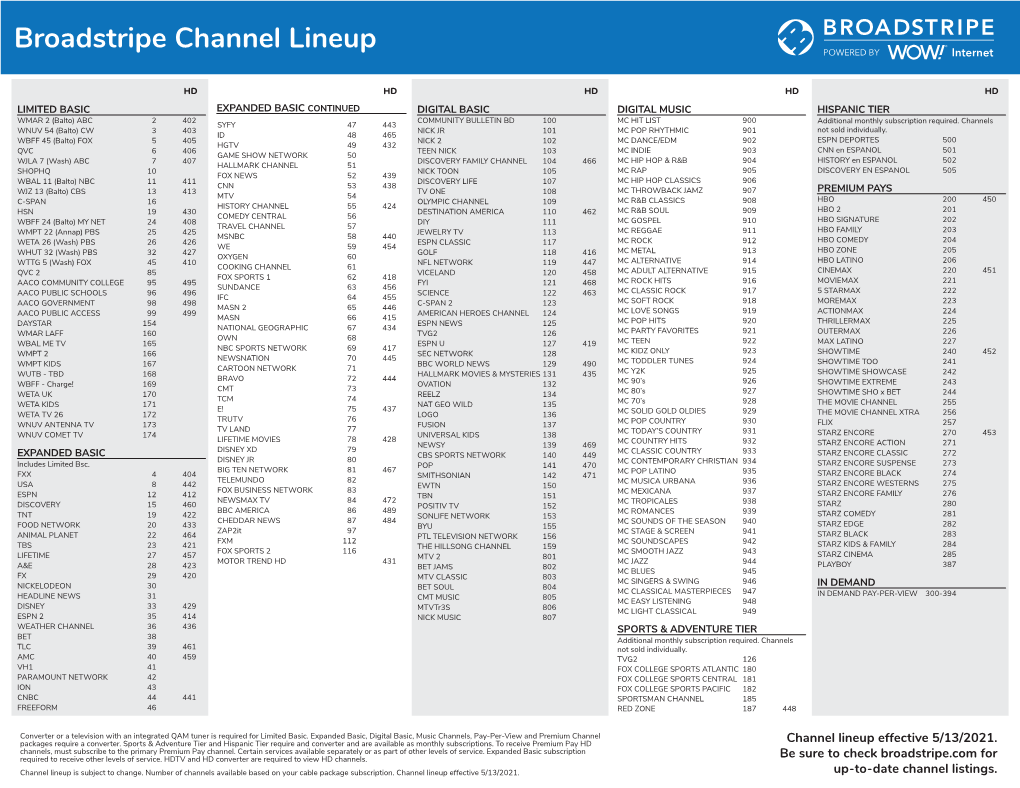 Broadstripe Channel Lineup - DocsLib