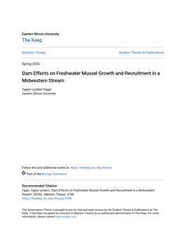 Dam Effects on Freshwater Mussel Growth and Recruitment in a Midwestern Stream