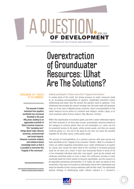 Overextraction of Groundwater Resources: What Are the Solutions?