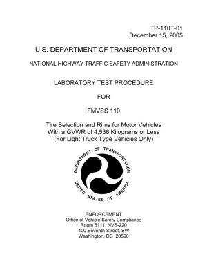Laboratory Test Procedure for Fmvss 110T-01