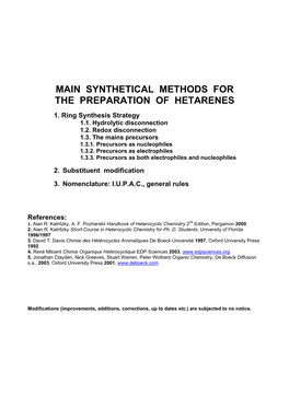 Main Synhetical Methods