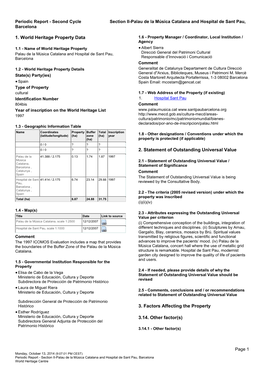 1. World Heritage Property Data 2. Statement of Outstanding Universal