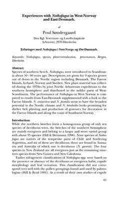 Experiences with Nothofagus in West-Norway and East-Denmark