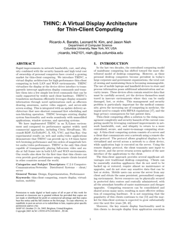 THINC: a Virtual Display Architecture for Thin-Client Computing
