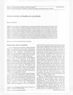 A Short Review of Studies on Cynodonts