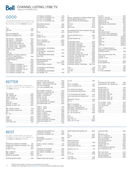 Channel Listing Fibe Tv Current As of September 10, 2020