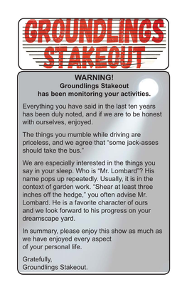 Stakeout Program.Indd