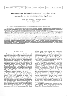 Ostracoda from the Lower Messinian of Lampedusa Island: Systematics and Chronostratigraphical Significance